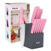 Hecef 12 Piece Kitchen Knife Block Set and Steak Knives, High Carbon Stainless Steel Slicing Gooking Knives