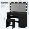 43.4"Makeup Vanity Table, Makeup Table with Large Mirror and 11 LED Light , Brightness Adjustable, Dressing Table Desk with 3 Drawers