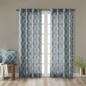 Fretwork Print Grommet Top Window Curtain Panel(Only 1 Pc Panel)