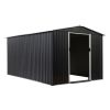 8 x 12 Ft Outdoor Storage Shed, Metal Garden Shed w/ Lockable Sliding Doors, Vents, Large Tool House for Backyard Patio Lawn, Carbon Black