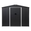 8 x 12 Ft Outdoor Storage Shed, Metal Garden Shed w/ Lockable Sliding Doors, Vents, Large Tool House for Backyard Patio Lawn, Carbon Black