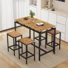 TREXM 5-Piece Compact Bar Table Set with Table and Stools - Modern Industrial Design