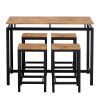 TREXM 5-Piece Compact Bar Table Set with Table and Stools - Modern Industrial Design