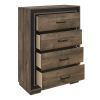 Rustic Dark Ebony Finish 1pc Chest of 4 Drawers Wooden Bedroom Modern Furniture Mahogany Finished Wood Planks