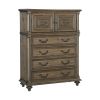 Traditional Vintage Style 1pc Chest of Drawers Top Cabinet Shelf Metal Hardware Weathered Pecan Finish Classic Bedroom Furniture