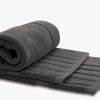 2 Pack Luxury Bath Mat Floor Towel Set Absorbent Cotton Hotel Spa Shower Bathtub Mats [Not a Bathroom Rug] 22x34 inch Charcoal