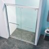 56-60"W x 76"H Double Sliding Shower Door, Aluminium Alloy Frame in Chrome, 5/16" (8mm) Thick SGCC Tempered Clear Glass.