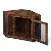 HOBBYZOO Furniture Corner Dog Crate, Lockable Doors, Dog Kennel with Wood and Mesh, Dog Crate for Small/Medium Dogs, Pet Crate Furniture, Dog House