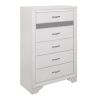 Glamorous White Finish 1pc Chest of Drawers Faux Crystals Pulls Silver Glitter Hidden Drawers Wooden Modern Bedroom Furniture