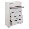 Glamorous White Finish 1pc Chest of Drawers Faux Crystals Pulls Silver Glitter Hidden Drawers Wooden Modern Bedroom Furniture