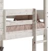 Rustic White Twin Over Twin Bunk Bed with Built-in Ladder