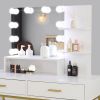 FCH Large Vanity Set with 10 LED Bulbs, Makeup Table with Cushioned Stool, 3 Storage Shelves 2 Drawers, Dressing Table Dresser Desk for Women, Girls