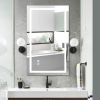 40*24 LED Lighted Bathroom Wall Mounted Mirror with High Lumen+Anti-Fog Separately Control+Dimmer Function