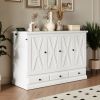 Solid Pine Murphy Bed Chest Cube Cabinet Bed with Charging Station and Large Storage Drawer for Home Office or Small Room,Queen,White