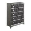 Modern Styling Bedroom 1pc Chest of 5 Drawers Faux Leather Upholstered Gray Classic Design Wooden Furniture