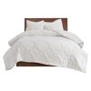 3 Piece Tufted Cotton Chenille Geometric Duvet Cover Set