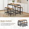 TREXM 5-Piece Compact Bar Table Set with Table and Stools - Modern Industrial Design