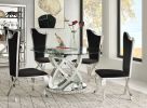 Black and Stainless Steel Side Chair with X-Shaped Back Leg (Set of 2)