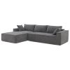 [VIDEO provided][New]111.5*72"Minimalist Style Modular Sectional Sofa,Wrinkle-resistant Chenille Couch Set,L-Shaped Sleeper Sofa Bed for Living Room