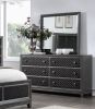 Modern Styling Bedroom 1pc Dresser of 6 Drawers Faux Leather Upholstered Gray Classic Design Wooden Furniture