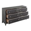 Modern Styling Bedroom 1pc Dresser of 6 Drawers Faux Leather Upholstered Gray Classic Design Wooden Furniture