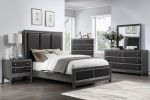 Modern Styling Bedroom 1pc Dresser of 6 Drawers Faux Leather Upholstered Gray Classic Design Wooden Furniture