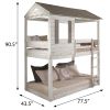 Rustic White Twin Over Twin Bunk Bed with Built-in Ladder