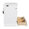 Solid Pine Murphy Bed Chest Cube Cabinet Bed with Charging Station and Large Storage Drawer for Home Office or Small Room,Full,White