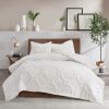 3 Piece Tufted Cotton Chenille Geometric Duvet Cover Set