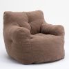 010-Soft Teddy Fabric Tufted Foam Bean Bag Chair With Teddy Fabric Coffee