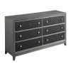 Modern Styling Bedroom 1pc Dresser of 6 Drawers Faux Leather Upholstered Gray Classic Design Wooden Furniture