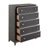 Modern Styling Bedroom 1pc Chest of 5 Drawers Faux Leather Upholstered Gray Classic Design Wooden Furniture