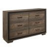 Rustic Dark Ebony Finish 1pc Dresser of 6 Drawers Wooden Bedroom Modern Furniture Mahogany Finished Wood Planks