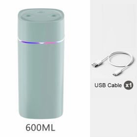 Portable Mist Humidifier; 600ml Small Desk Cool Mini Humidifier With Colorful Night Light; USB Personal Desktop Humidifiers (Color: GREEN-Double Spray, Composition: Humidifier)