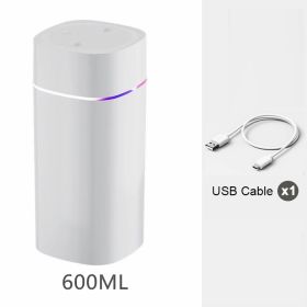 Portable Mist Humidifier; 600ml Small Desk Cool Mini Humidifier With Colorful Night Light; USB Personal Desktop Humidifiers (Color: WHITE-Double Spray, Composition: Humidifier)