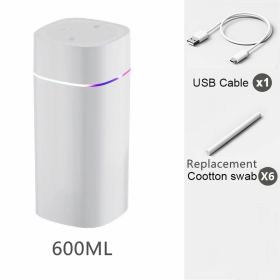 Portable Mist Humidifier; 600ml Small Desk Cool Mini Humidifier With Colorful Night Light; USB Personal Desktop Humidifiers (Color: WHITE-Double Spray, Composition: Humidifier+6Filter)