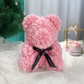 Gifts for Women - Rose Bear - Rose Flower Bear Hand Made Rose Teddy Bear - Gift for Valentines Day;  Mothers Day;  Wedding and Anniversary & Bridal Sh (Color: Pink)