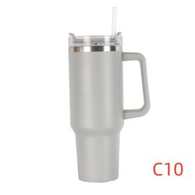 40 oz. With Logo Stainless Steel Thermos Handle Water Glass With Lid And Straw Beer Glass Car Travel Kettle Outdoor Water Bottle (Color: C10, Capacity: 1200ml)