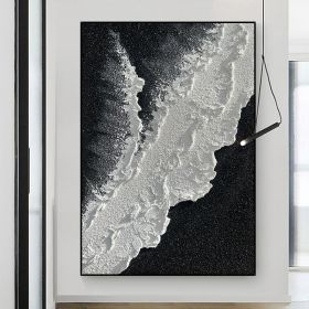 Modern Abstract handpainted large size wholesale prodcut ocean seaside thick grey and black Oil painting Simple Design Wall Art (size: 150x220cm)