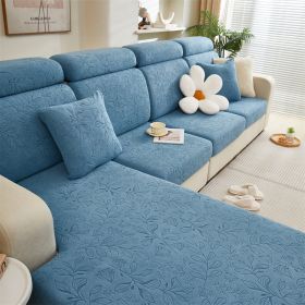 1 PC Jacquard Velvet Elastic Leather Sofa Cover, Simple All Inclusive Universal Set, All Season Universal Type (Color: Blue, size: L-shaped sofa)