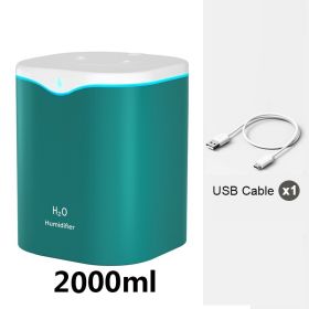 2L Cool Mist Humidifier USB Portable Desk Air Humidifier; Quiet Ultrasonic Humidifier With 2 Mist Modes And 7-Color Light; Auto Shut-Off (Color: GREEN-Double Spray, Composition: Humidifier)