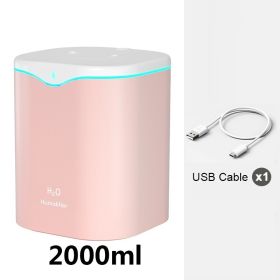 2L Cool Mist Humidifier USB Portable Desk Air Humidifier; Quiet Ultrasonic Humidifier With 2 Mist Modes And 7-Color Light; Auto Shut-Off (Color: PINK-Double Spray, Composition: Humidifier)