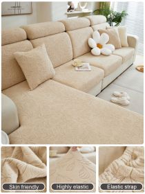 1 PC Jacquard Velvet Elastic Leather Sofa Cover, Simple All Inclusive Universal Set, All Season Universal Type (Color: Khaki, size: Sofa back cover)