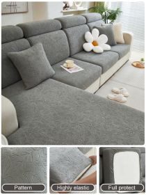 1 PC Jacquard Velvet Elastic Leather Sofa Cover, Simple All Inclusive Universal Set, All Season Universal Type (Color: Dark Gray, size: 4-person seat)