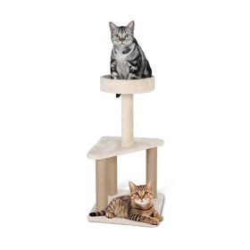 Cat Furniture 2-Tier Cute Small Cat Tree for Indoor (Color: Beige, type: Pet Supplies)