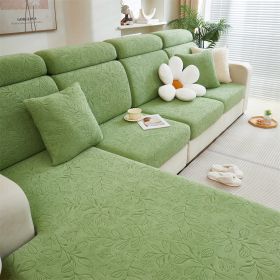 1 PC Jacquard Velvet Elastic Leather Sofa Cover, Simple All Inclusive Universal Set, All Season Universal Type (Color: Green, size: 3-seater seat)