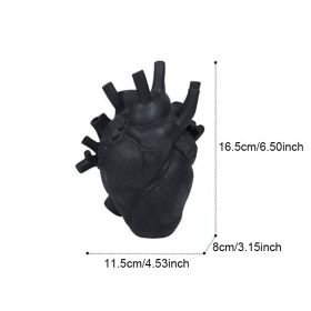 Vase In The Shape Of Human Heart, Home Decoration, Desktop Art Craft Ornament, Exquisite And High-end Indoor Vase, Organ Design Flower Container (Color: Black, size: 11.5*8*16.5)