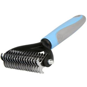 Grooming Brush For Pet Dog Cat Deshedding Tool Rake Comb Fur Remover Reduce 2-Side Dematting Tool For Dogs Cats Pets Grooming Brush Double Sided Shedd (Color: Blue)