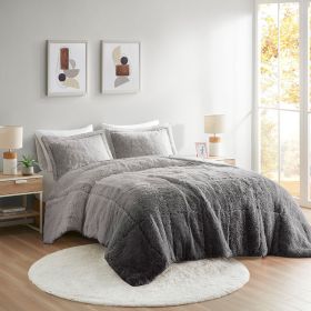 Ombre Shaggy Long Fur Comforter Mini Set (Color: as Pic)