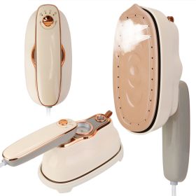 1200W Foldable Handheld Clothes Iron Steamer with Wet Dry Ironing Mode Portable Garment Steamer Travel Clothing Wrinkles Remover With Temperature Disp (Color: Beige)